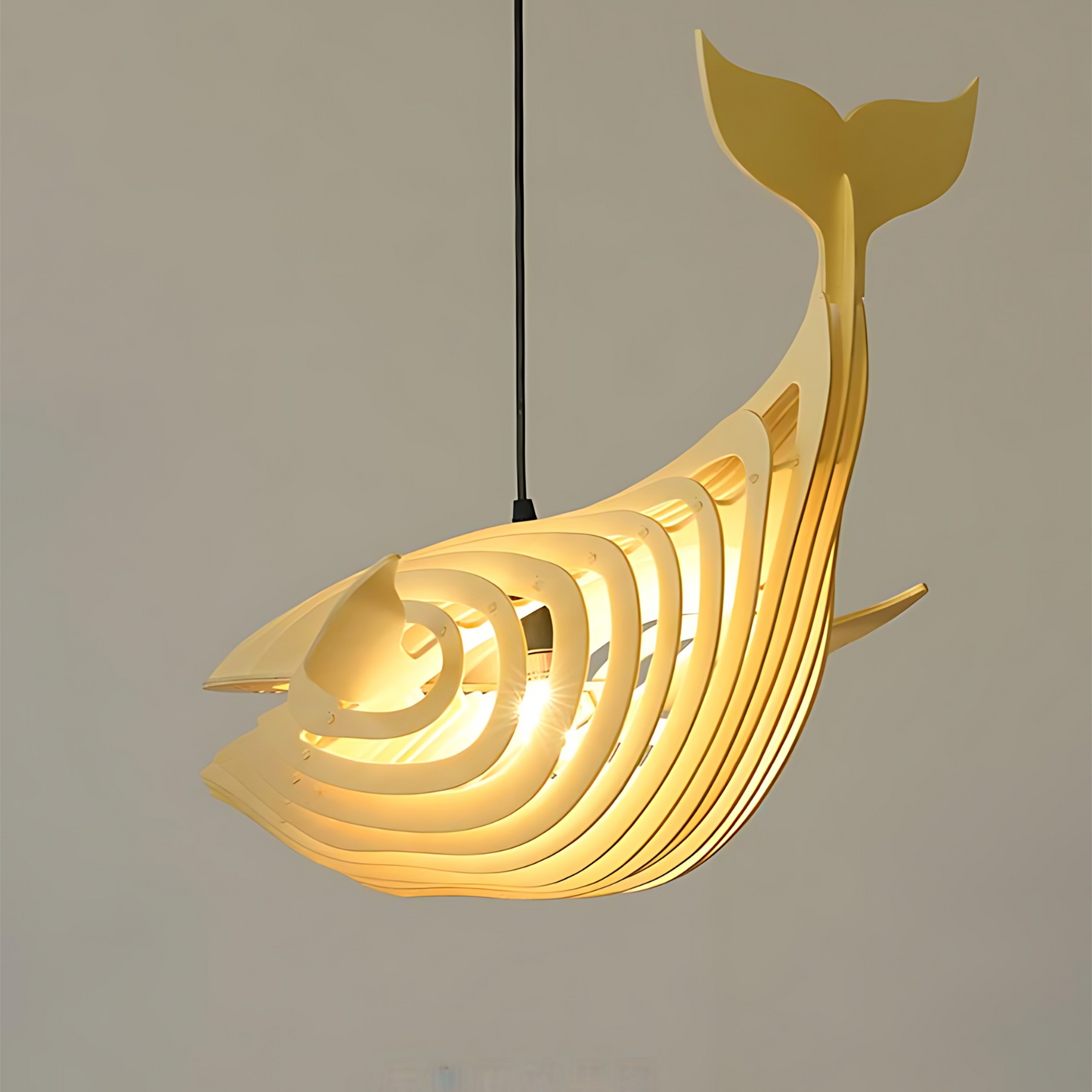 Japanese Wood Whale Cuisine Pendant Lamp