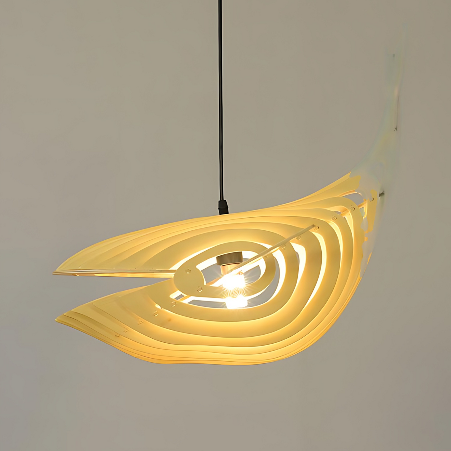 Japanese Wood Whale Cuisine Pendant Lamp