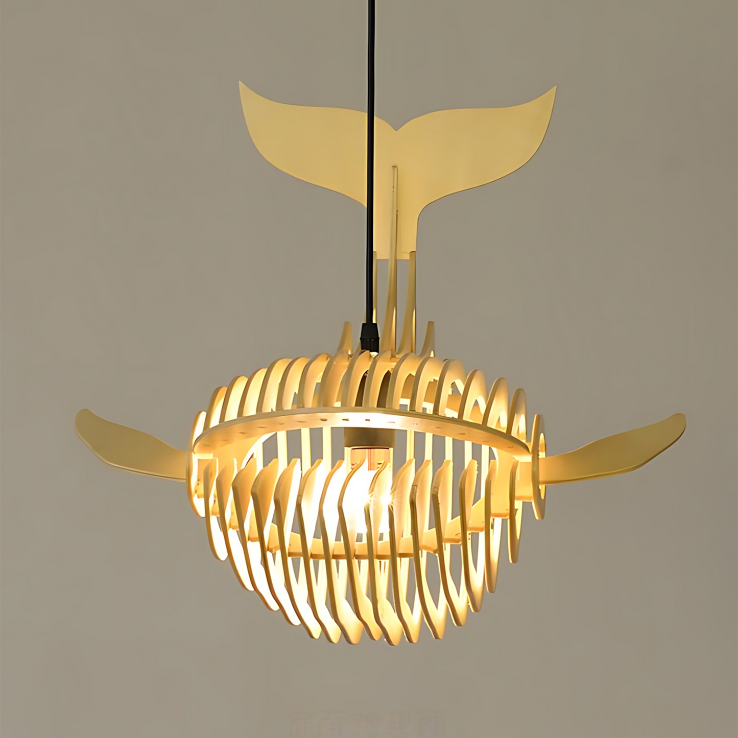 Japanese Wood Whale Cuisine Pendant Lamp