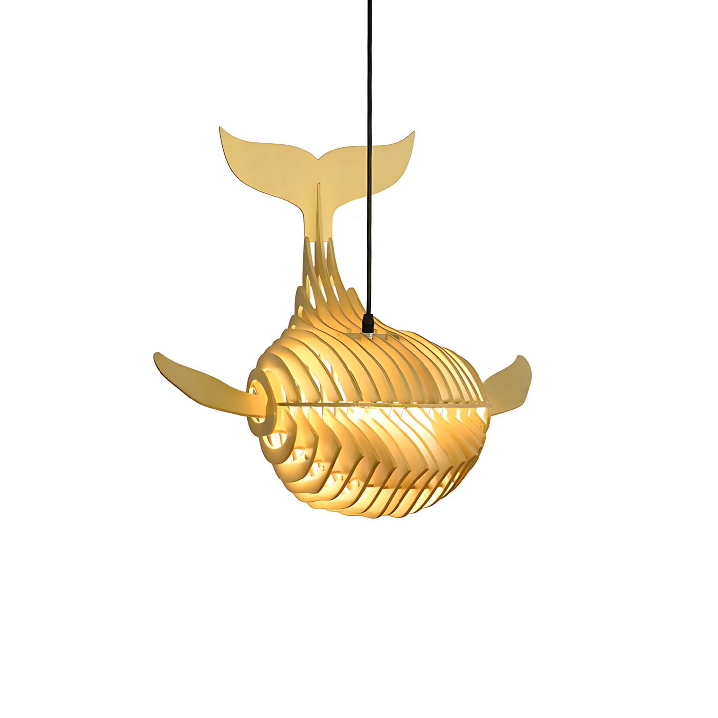 Japanese Wood Whale Cuisine Pendant Lamp