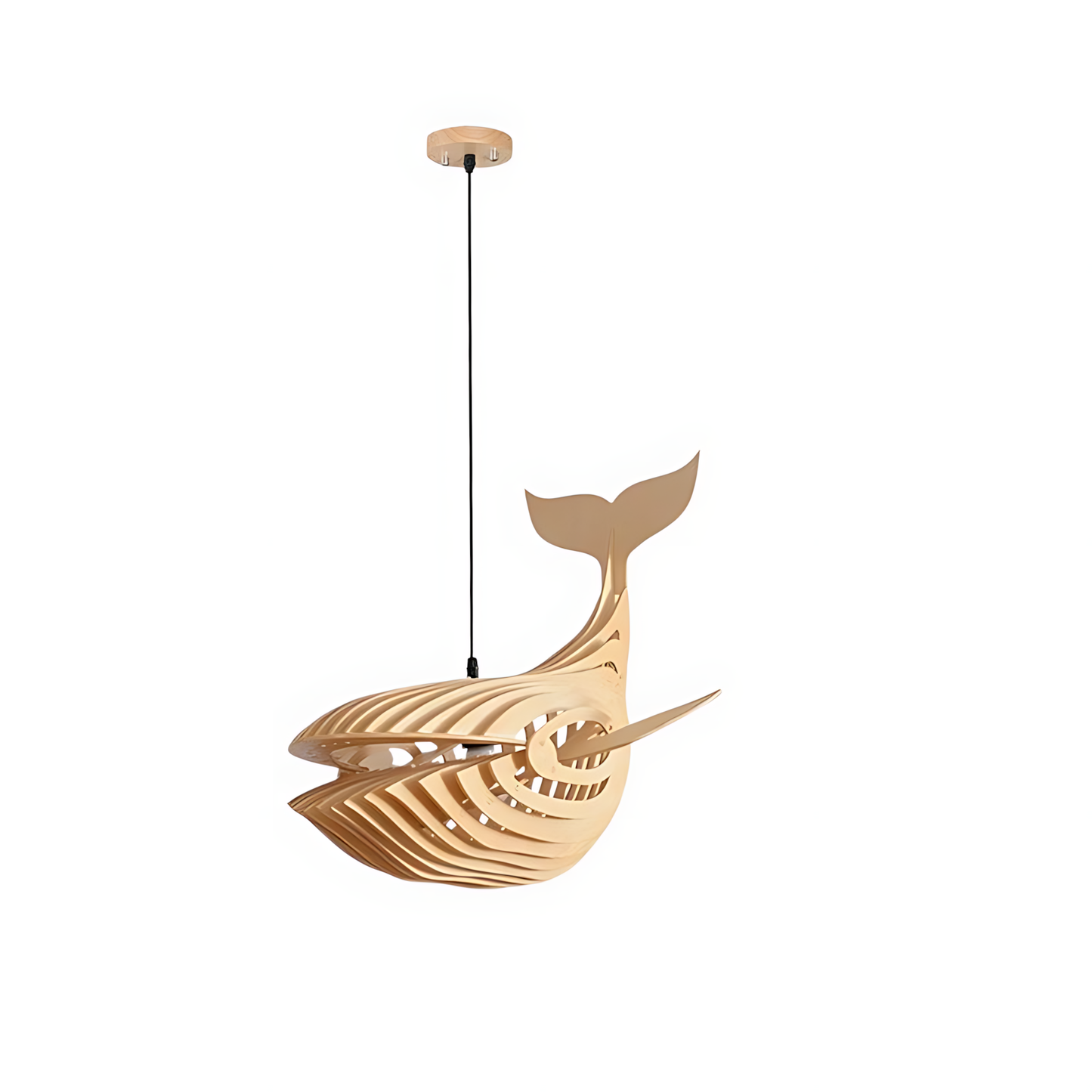 Japanese Wood Whale Cuisine Pendant Lamp