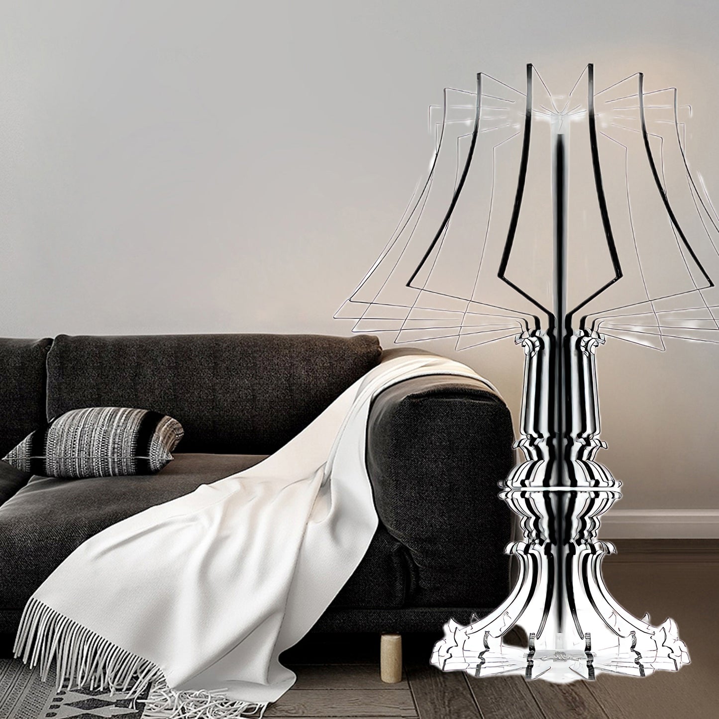 Josephine Table & Modern Metal Floor Lamp