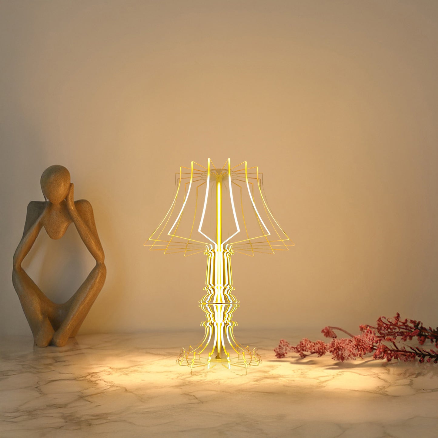 Josephine Table & Modern Metal Floor Lamp