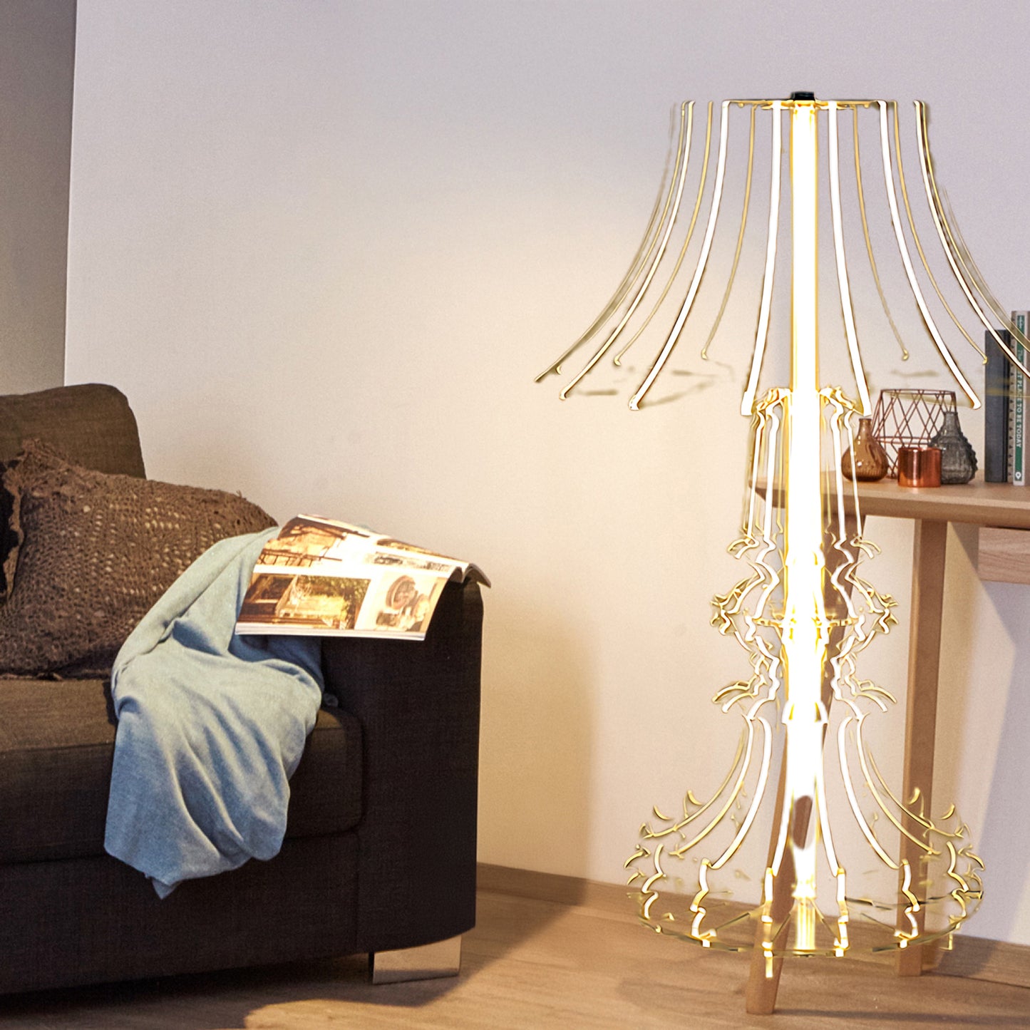 Josephine Table & Modern Metal Floor Lamp