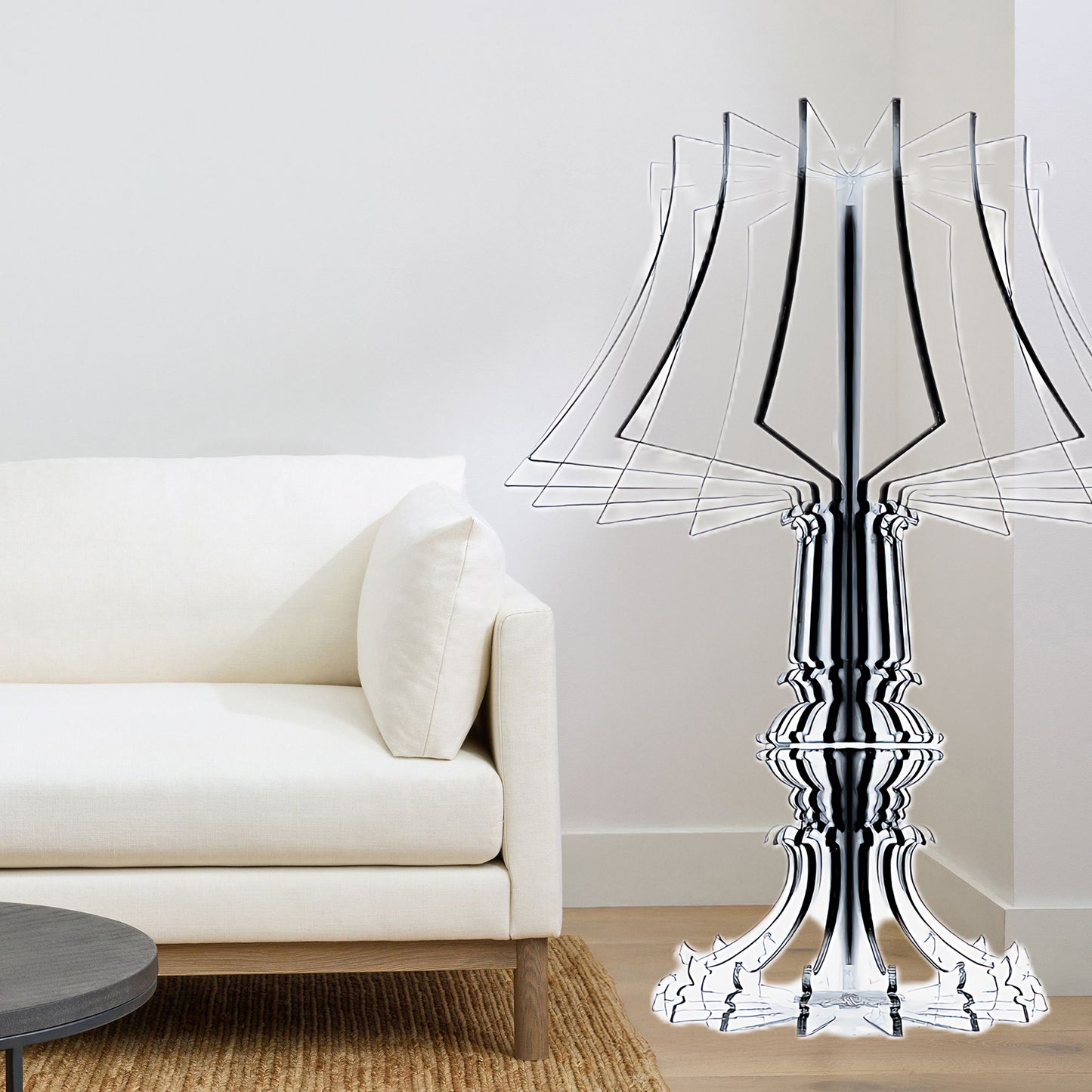 Josephine Table & Modern Metal Floor Lamp