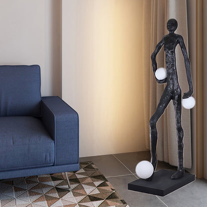 Kicking Ball Sculpture Character Eclectic Crystal Floor Lamp