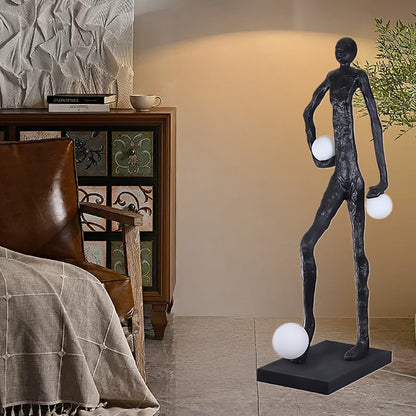 Kicking Ball Sculpture Character Eclectic Crystal Floor Lamp