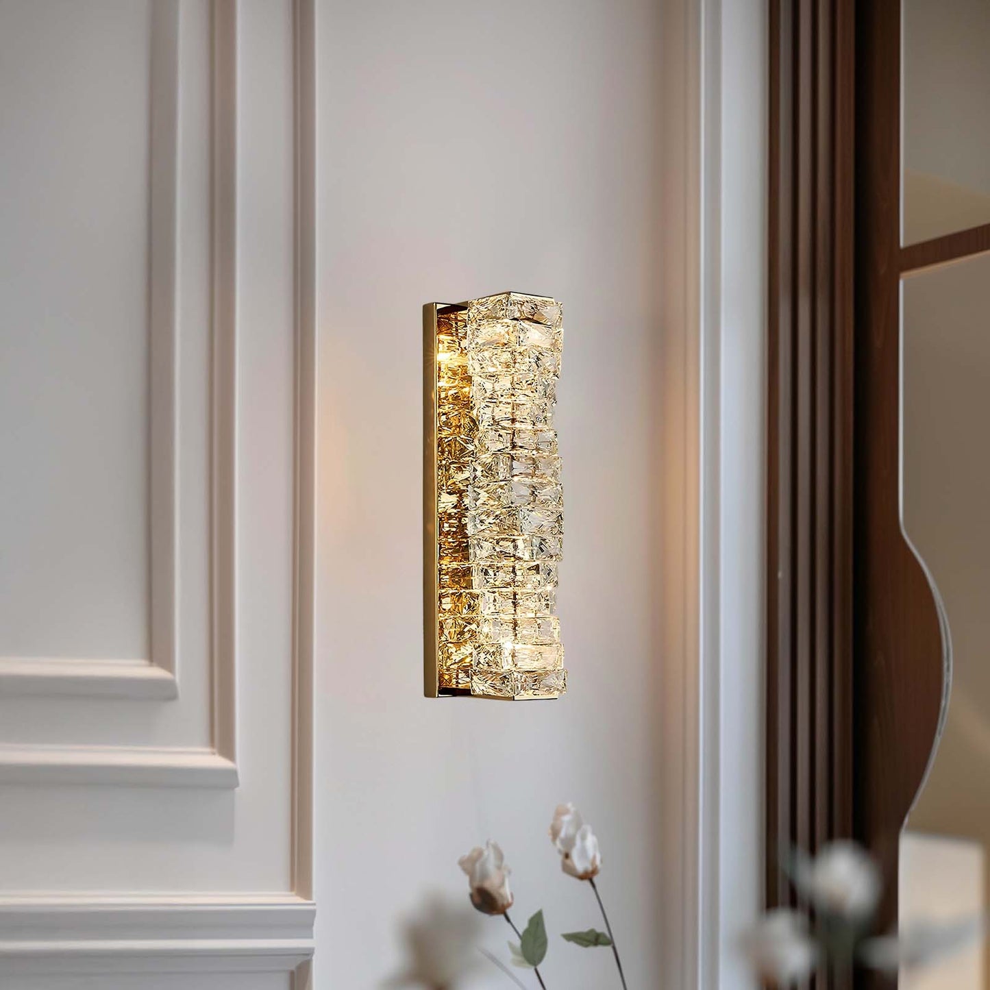 Laminated Crystal Modern Steel Wall Light