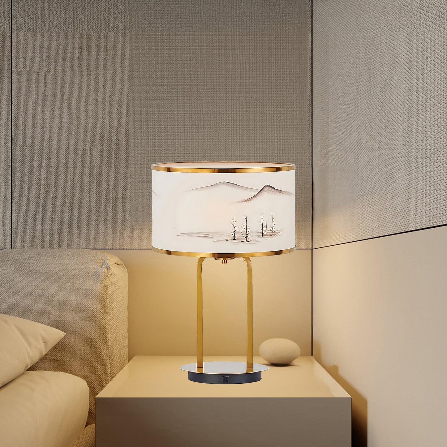 Landscape Painting Minimalist Metal Table Lamp