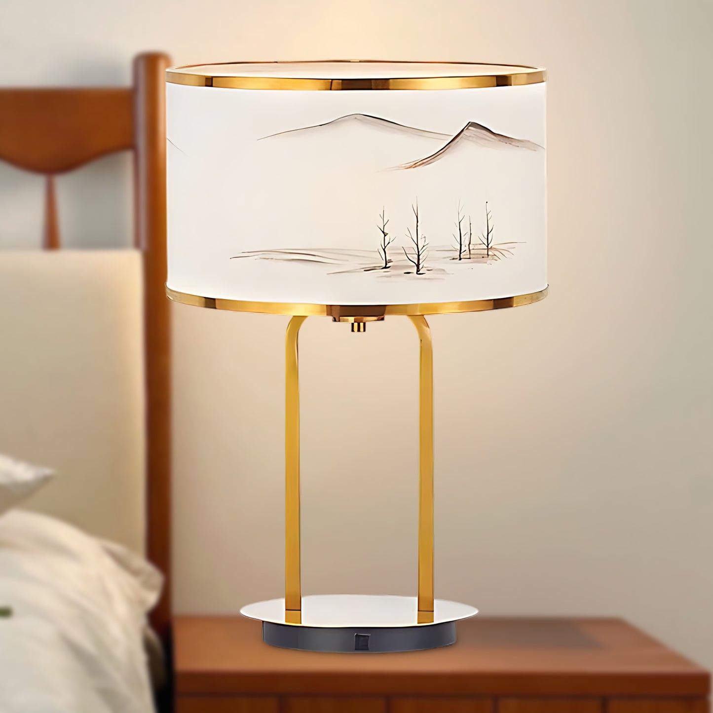 Landscape Painting Minimalist Metal Table Lamp