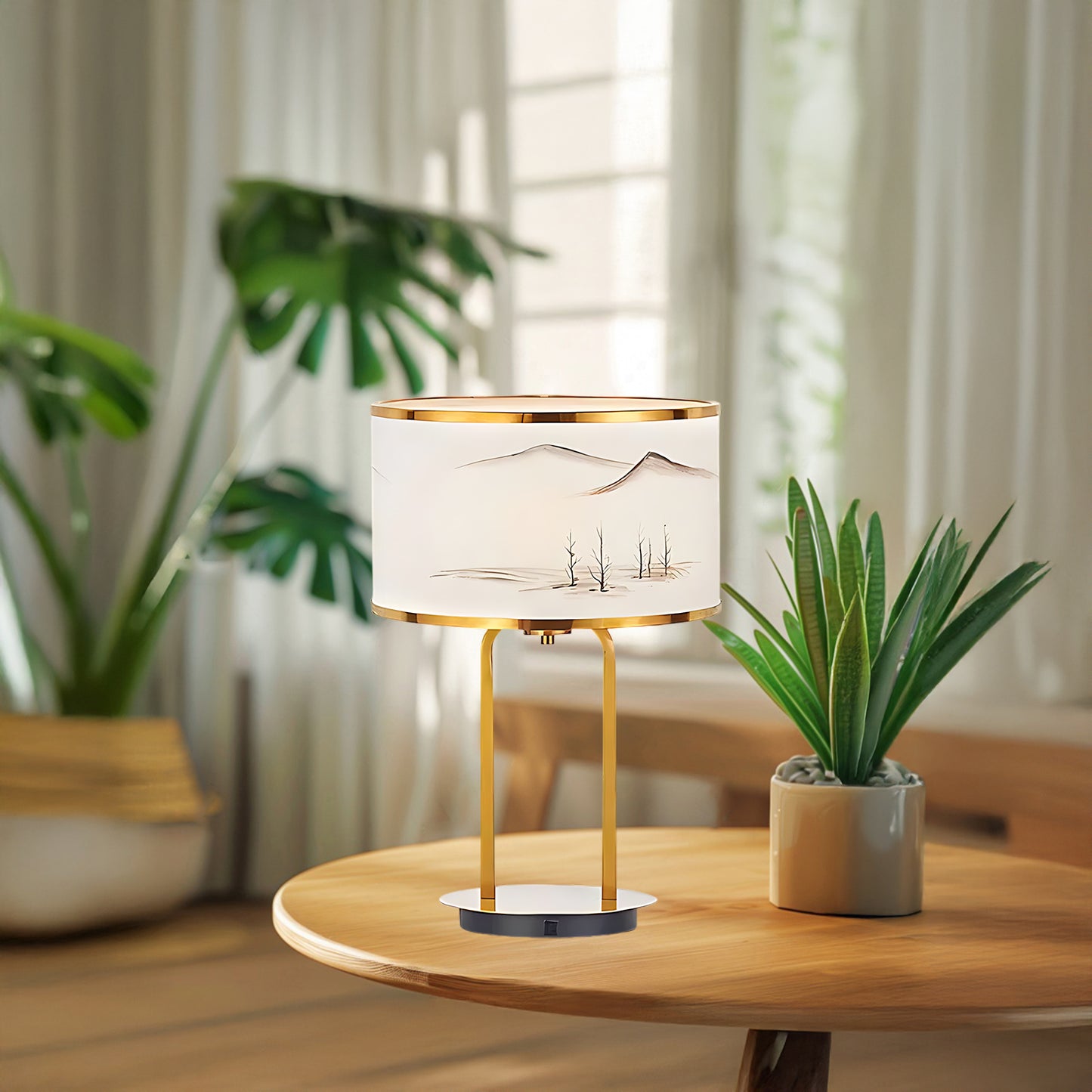 Landscape Painting Minimalist Metal Table Lamp