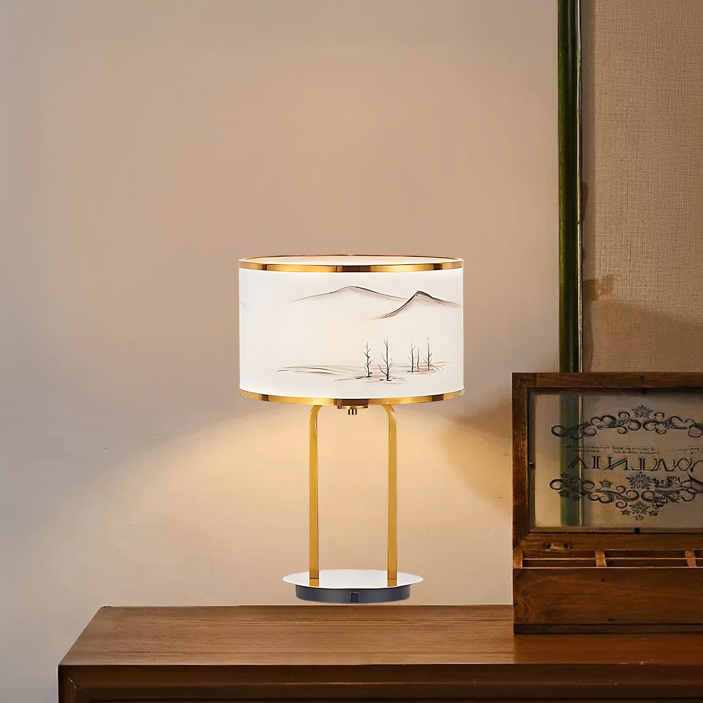 Landscape Painting Minimalist Metal Table Lamp