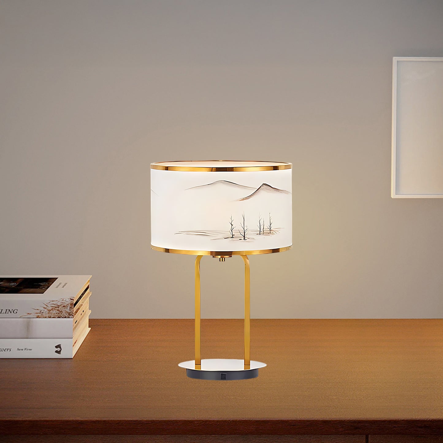 Landscape Painting Minimalist Metal Table Lamp