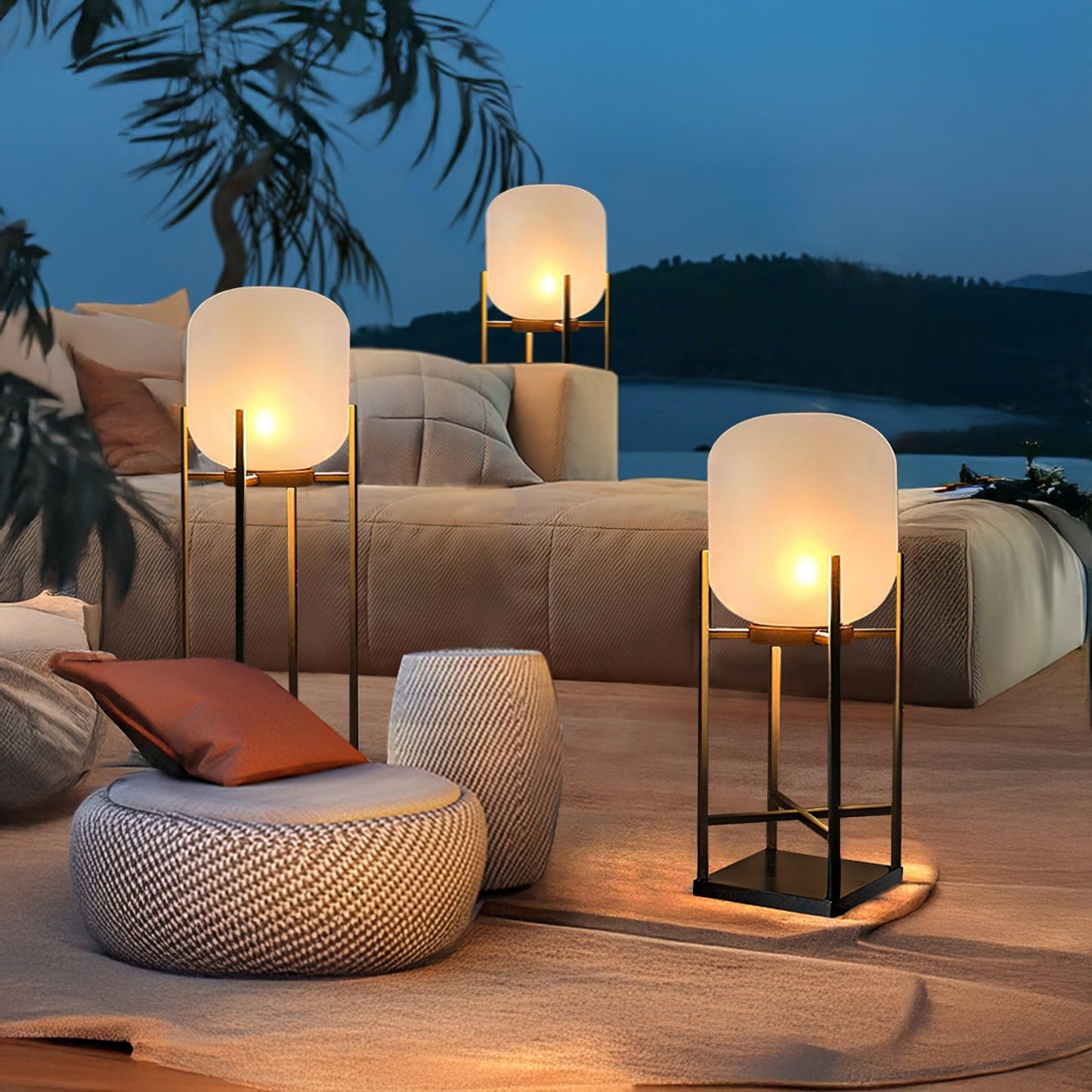 Lantern Outdoor Luxury Crystal Floor Lamp