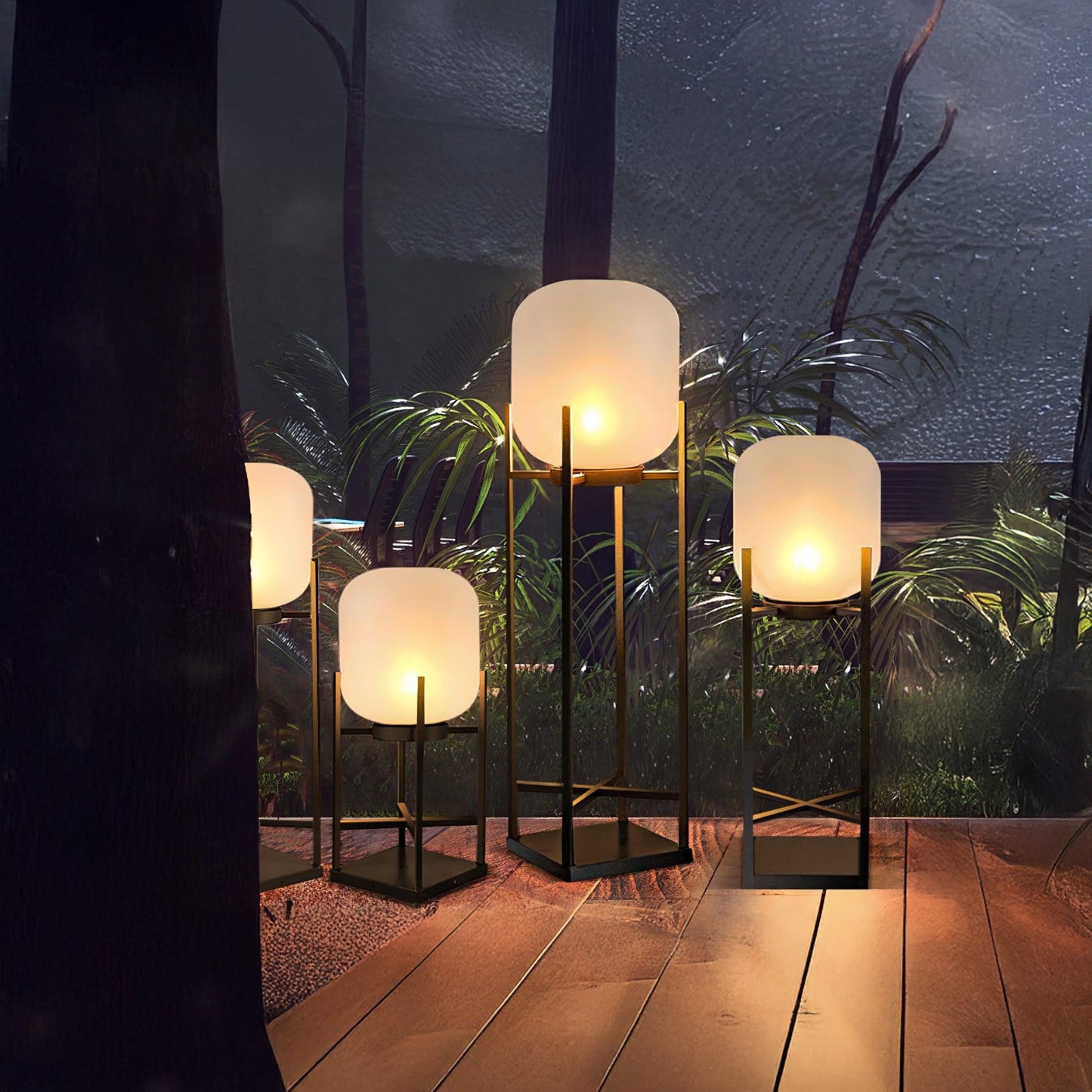 Lantern Outdoor Luxury Crystal Floor Lamp