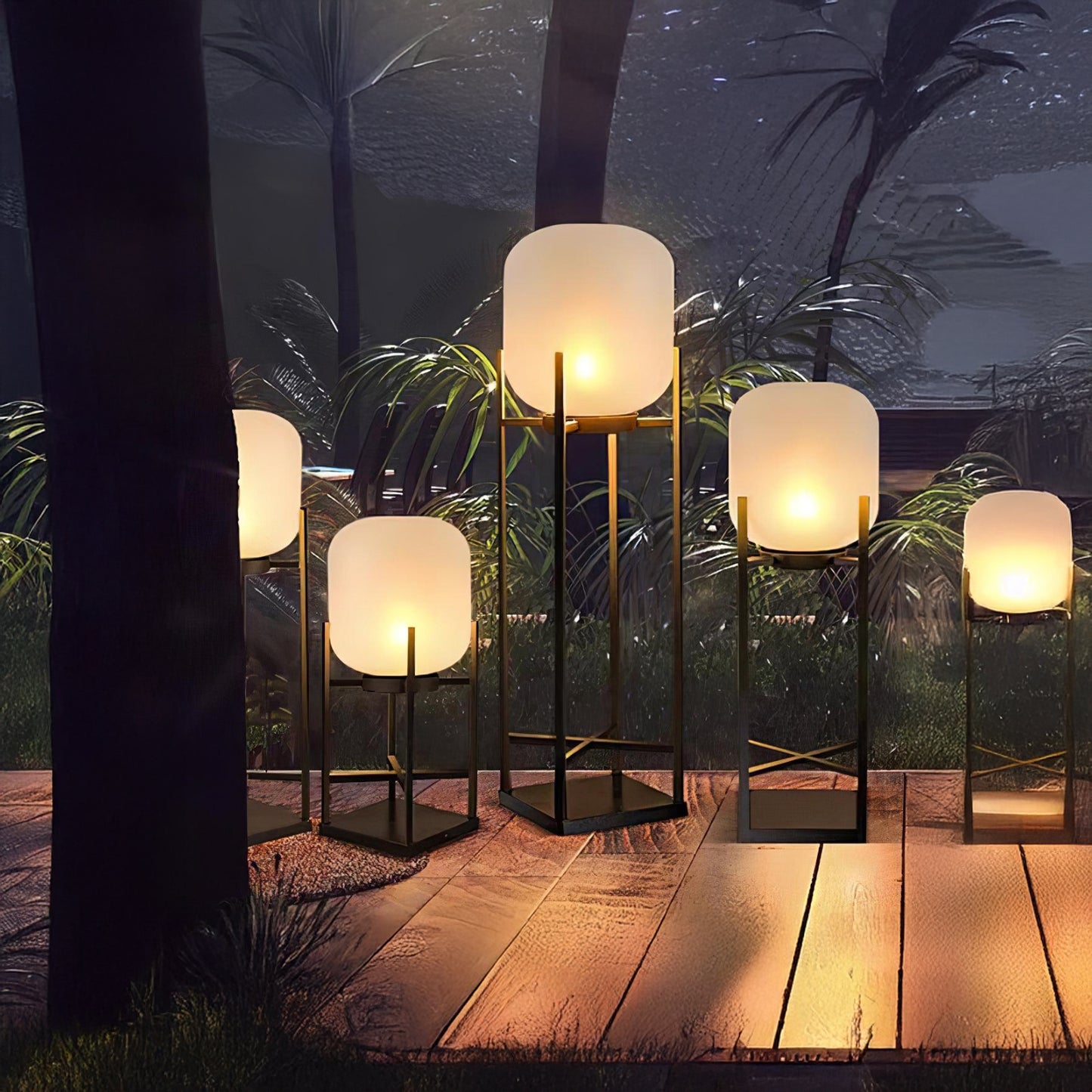 Lantern Outdoor Luxury Crystal Floor Lamp