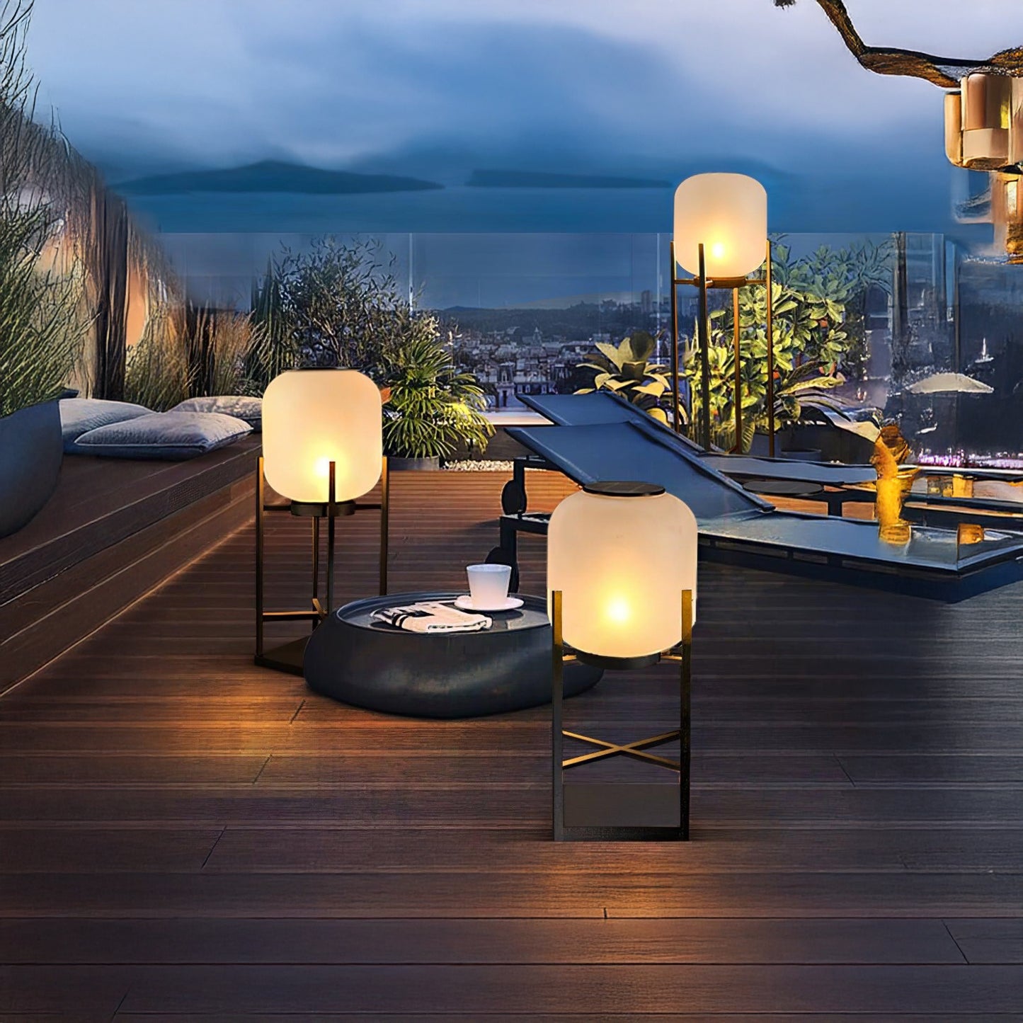 Lantern Outdoor Luxury Crystal Floor Lamp