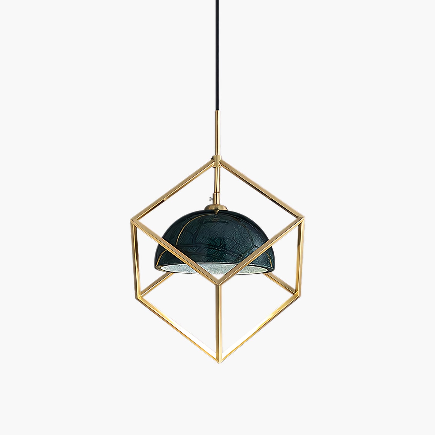 Lantern Square Art Deco Brass Pendant Lamp