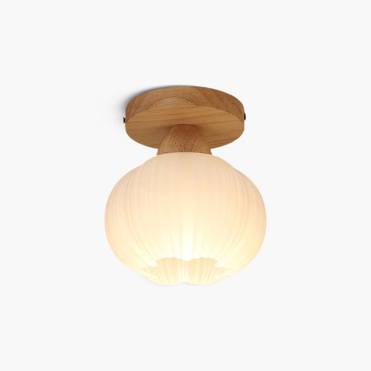 Large Flower Bag Art Deco Wood Ceiling Lamp