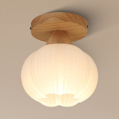 Large Flower Bag Art Deco Wood Ceiling Lamp