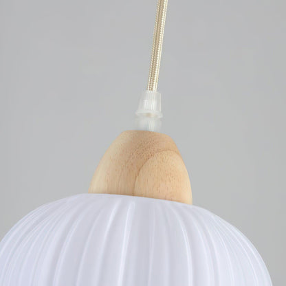 Large Flower Bag Modern Wood Pendant Lamp