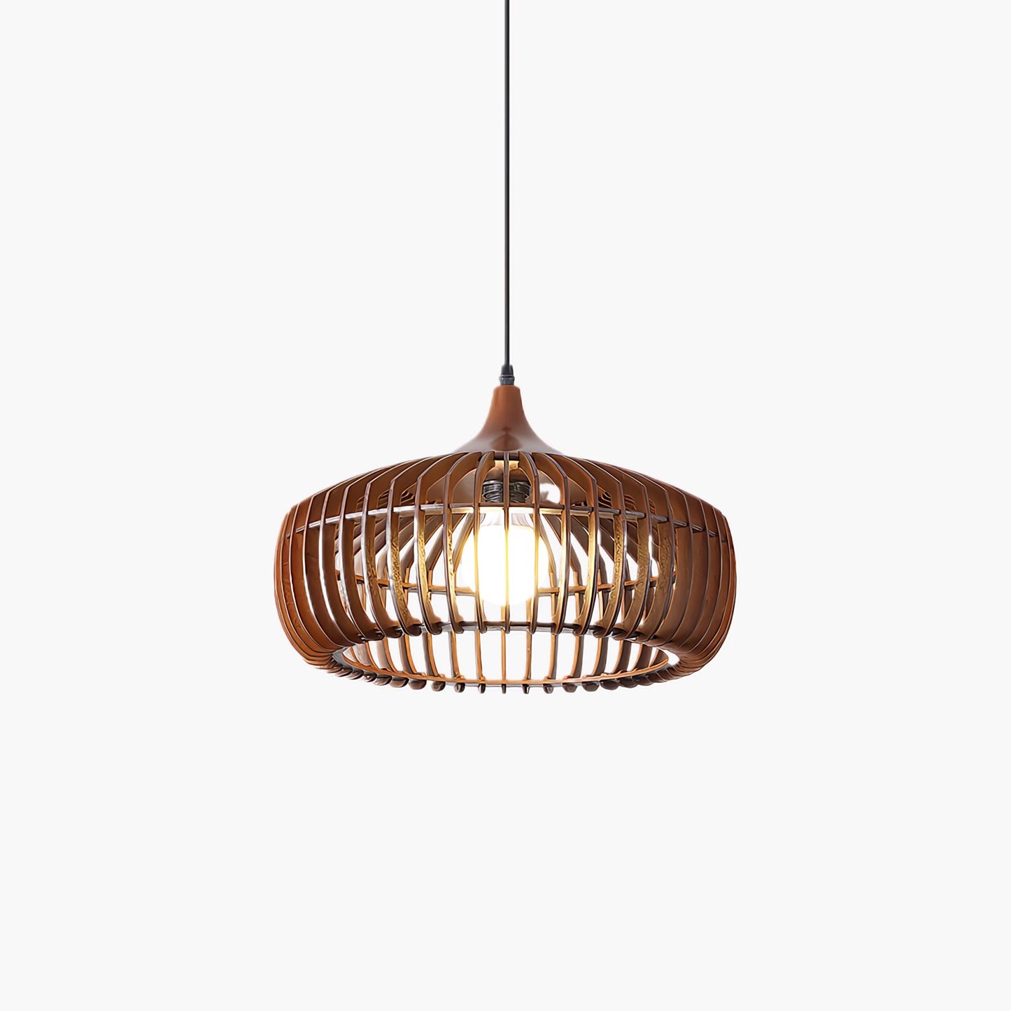 Lattice Nest Wooden Rustic Crystal Pendant Lamp