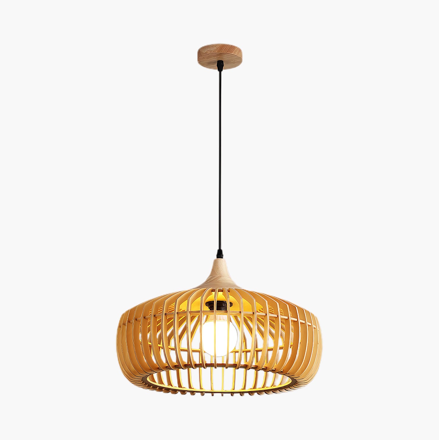 Lattice Nest Wooden Rustic Crystal Pendant Lamp