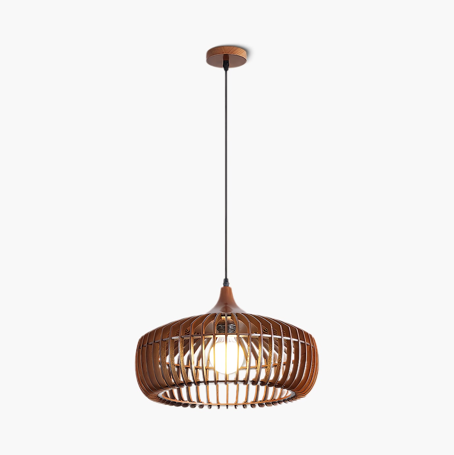 Lattice Nest Wooden Rustic Crystal Pendant Lamp