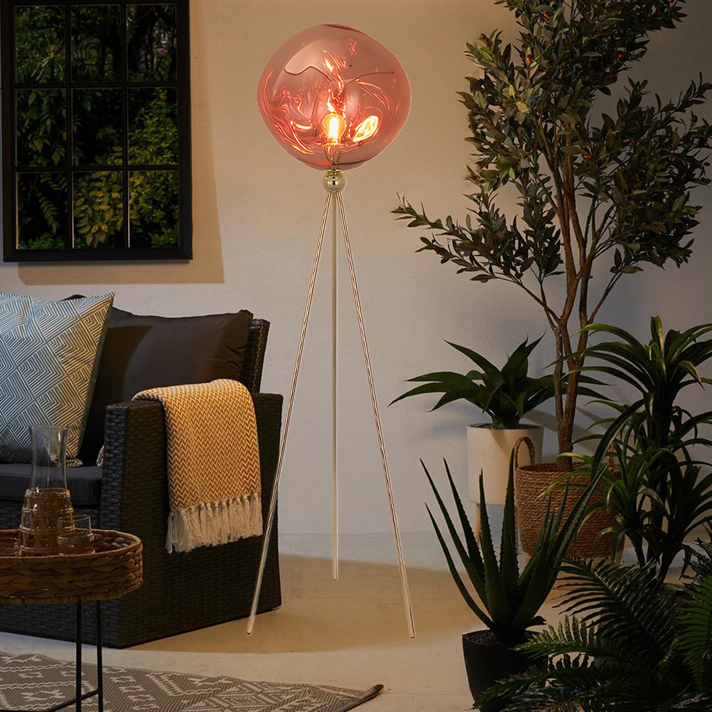 Lava Tripod Rock Eclectic Crystal Floor Lamp