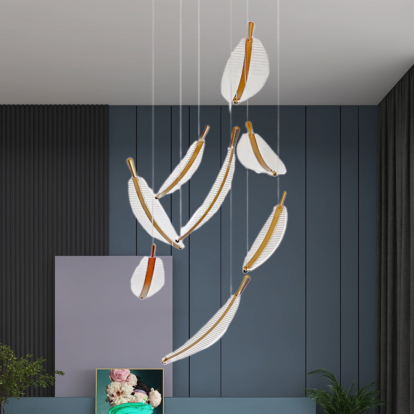 Leaf LED Eclectic Metal Chandelier