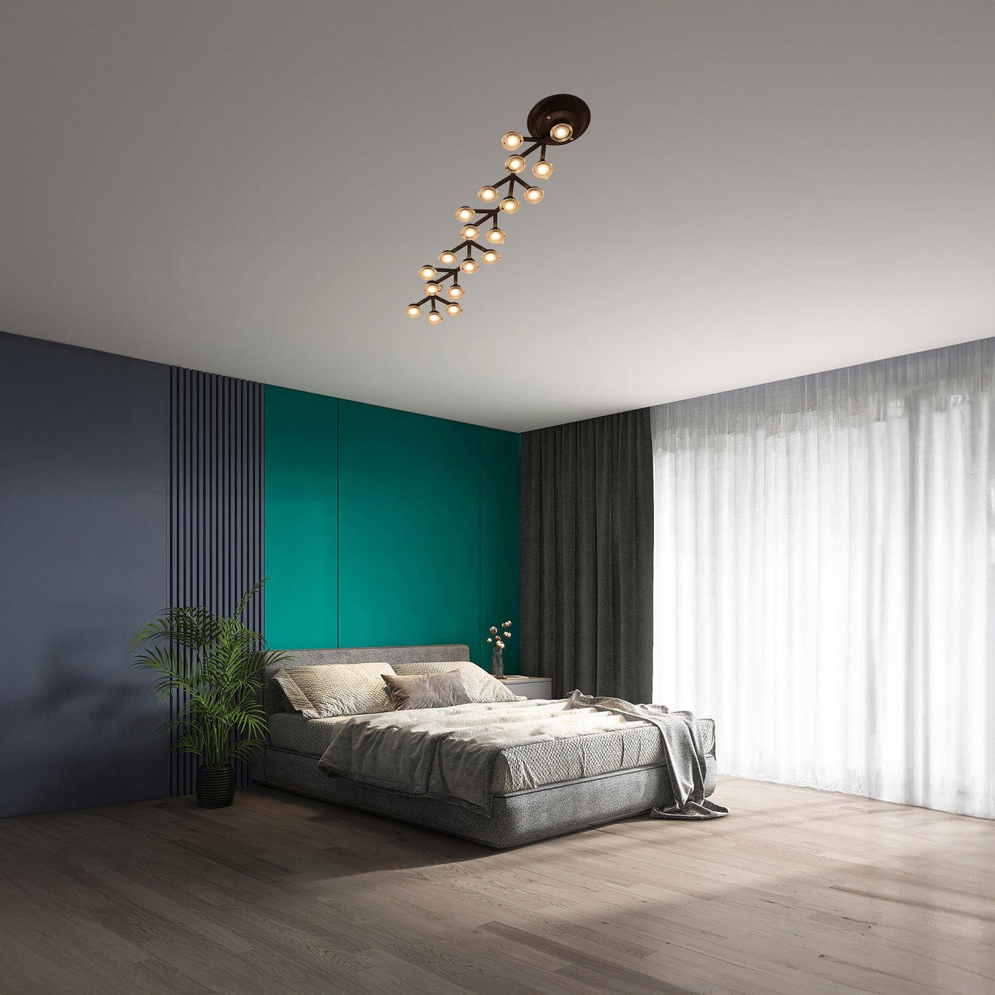 LED Net Eclectic Metal Ceiling Lamp