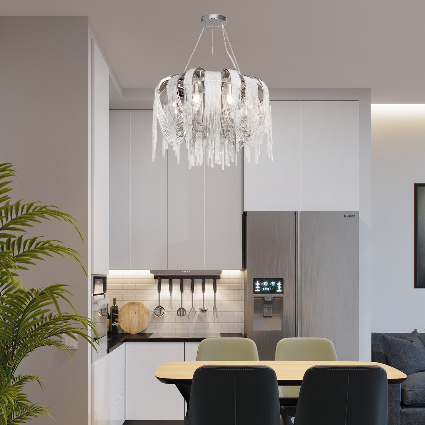 Length Chains Contemporary Metal Chandelier