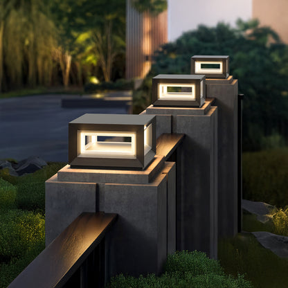 Light Cube Eclectic Metal Outdoor Post Light