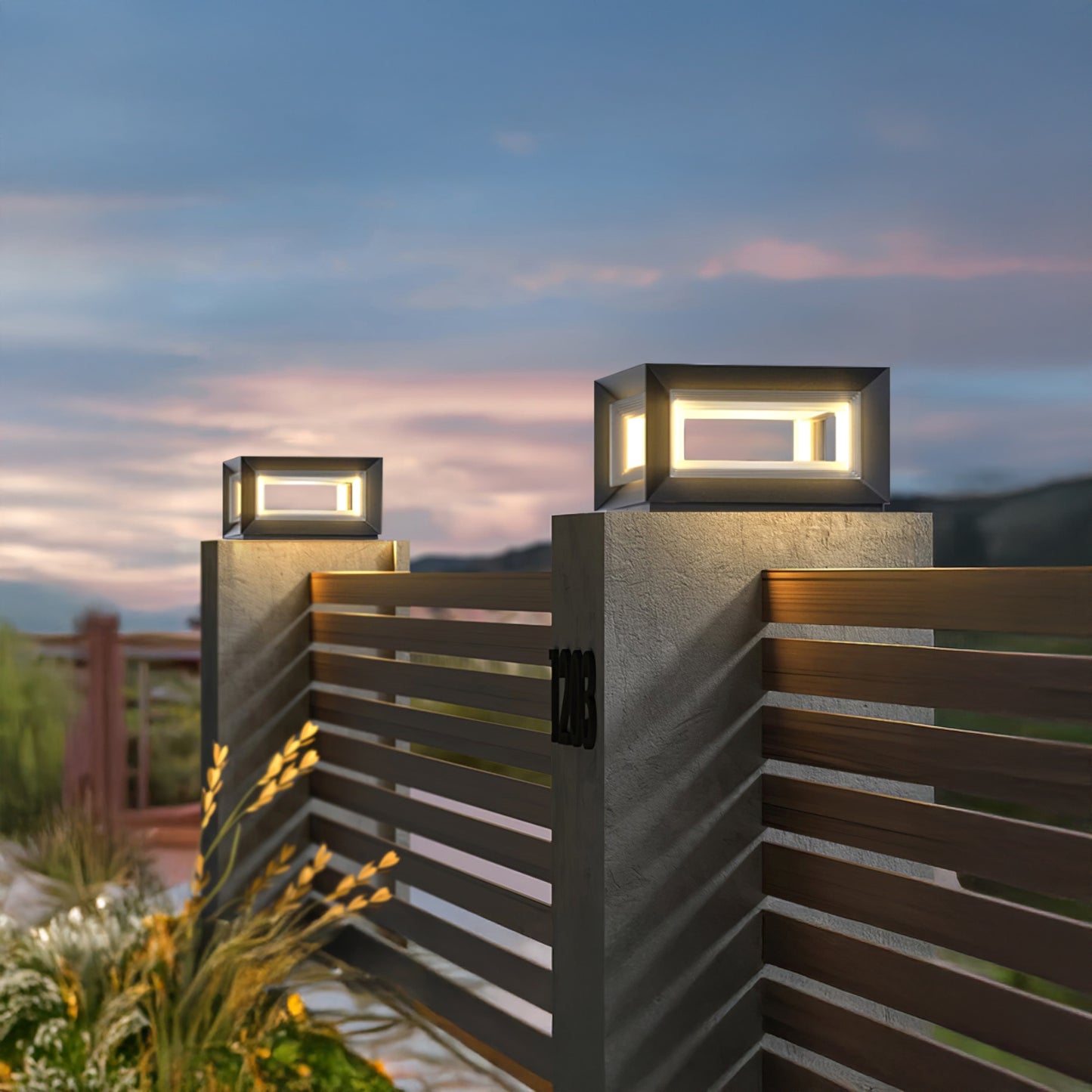 Light Cube Eclectic Metal Outdoor Post Light