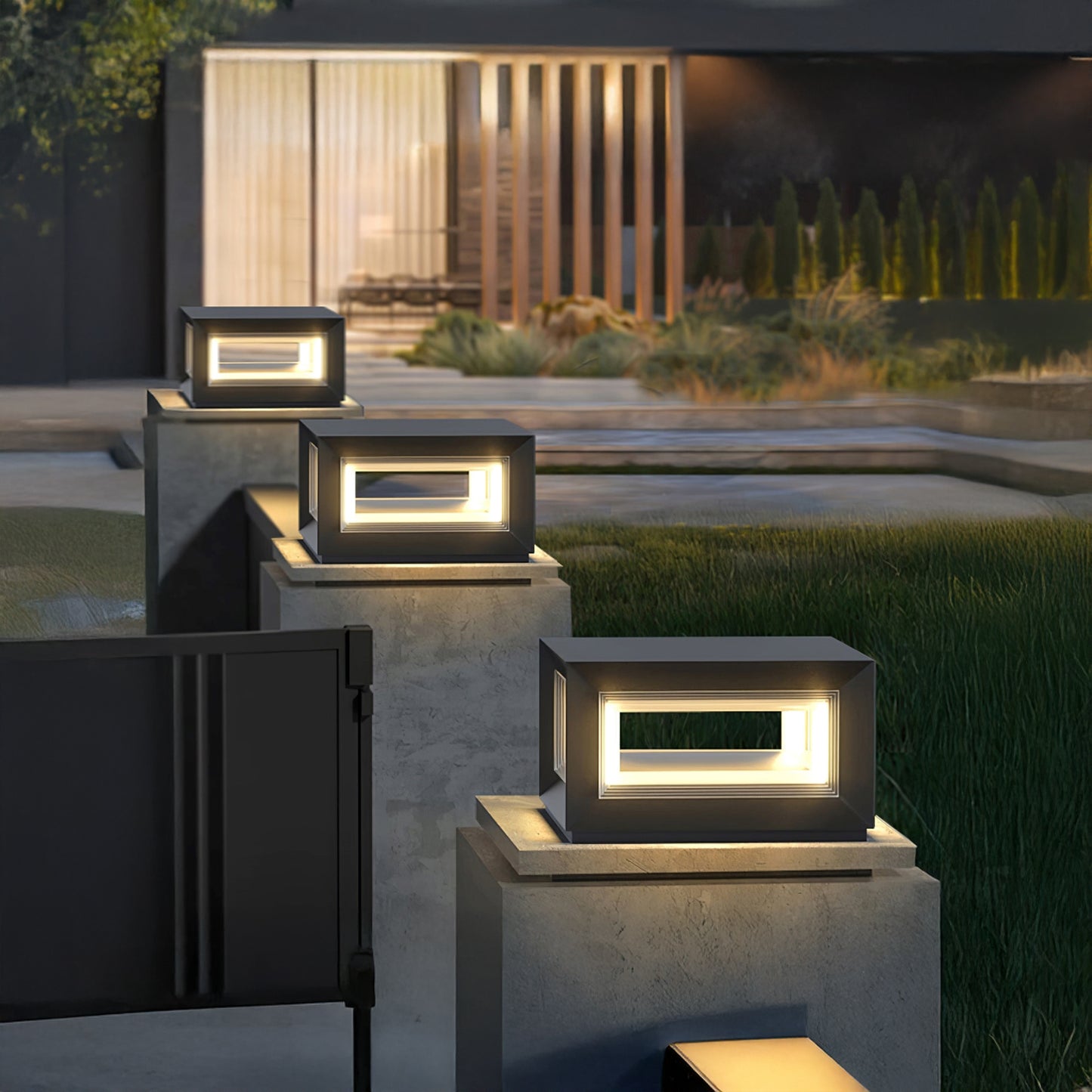 Light Cube Eclectic Metal Outdoor Post Light