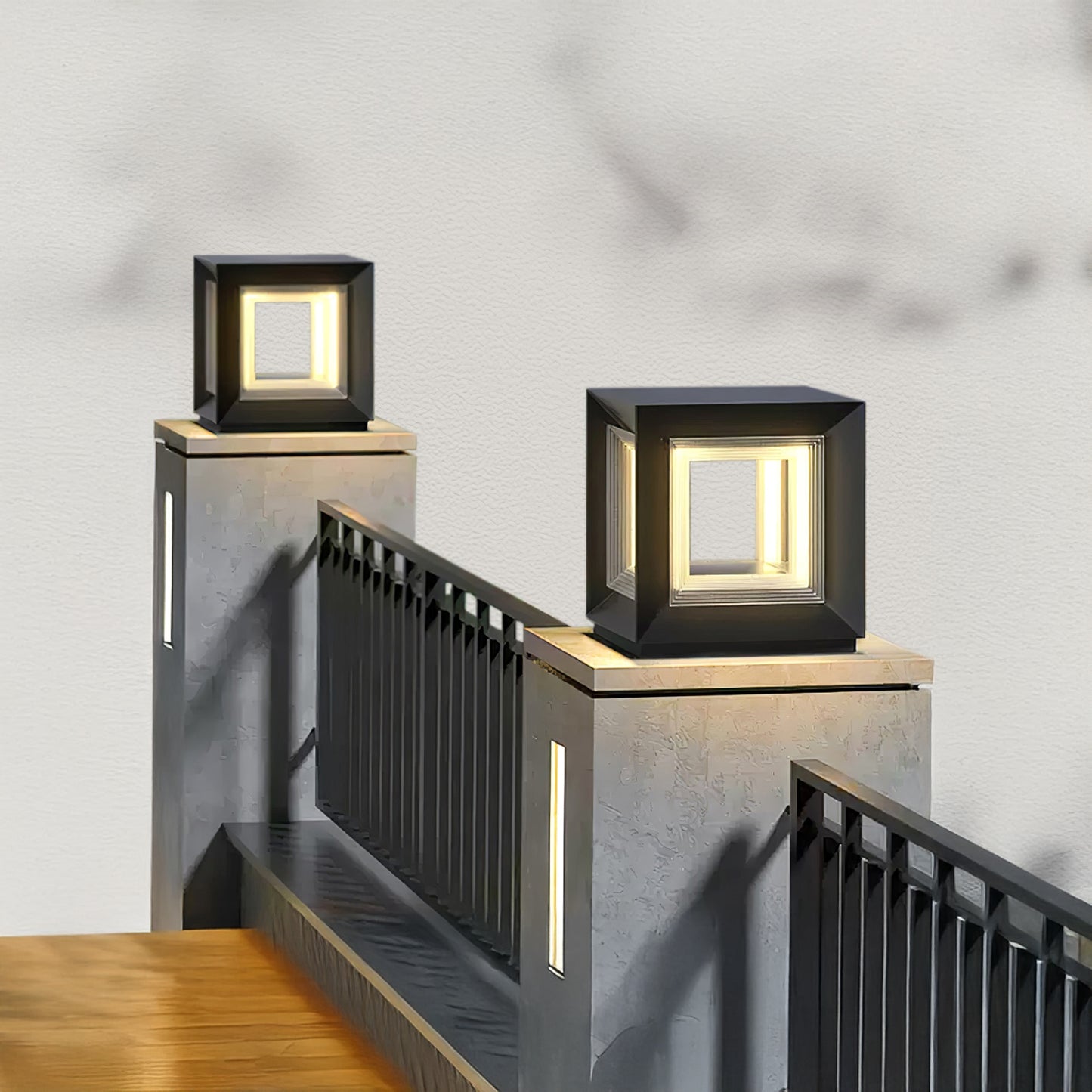 Light Cube Eclectic Metal Outdoor Post Light