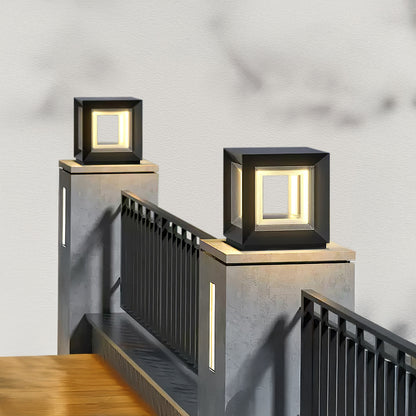 Light Cube Eclectic Metal Outdoor Post Light