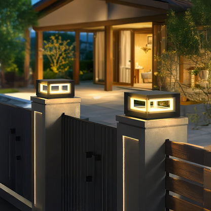 Light Cube Eclectic Metal Outdoor Post Light