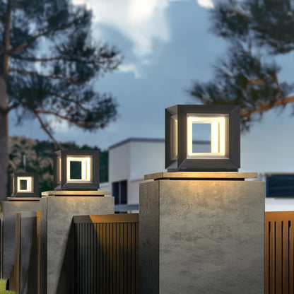 Light Cube Eclectic Metal Outdoor Post Light