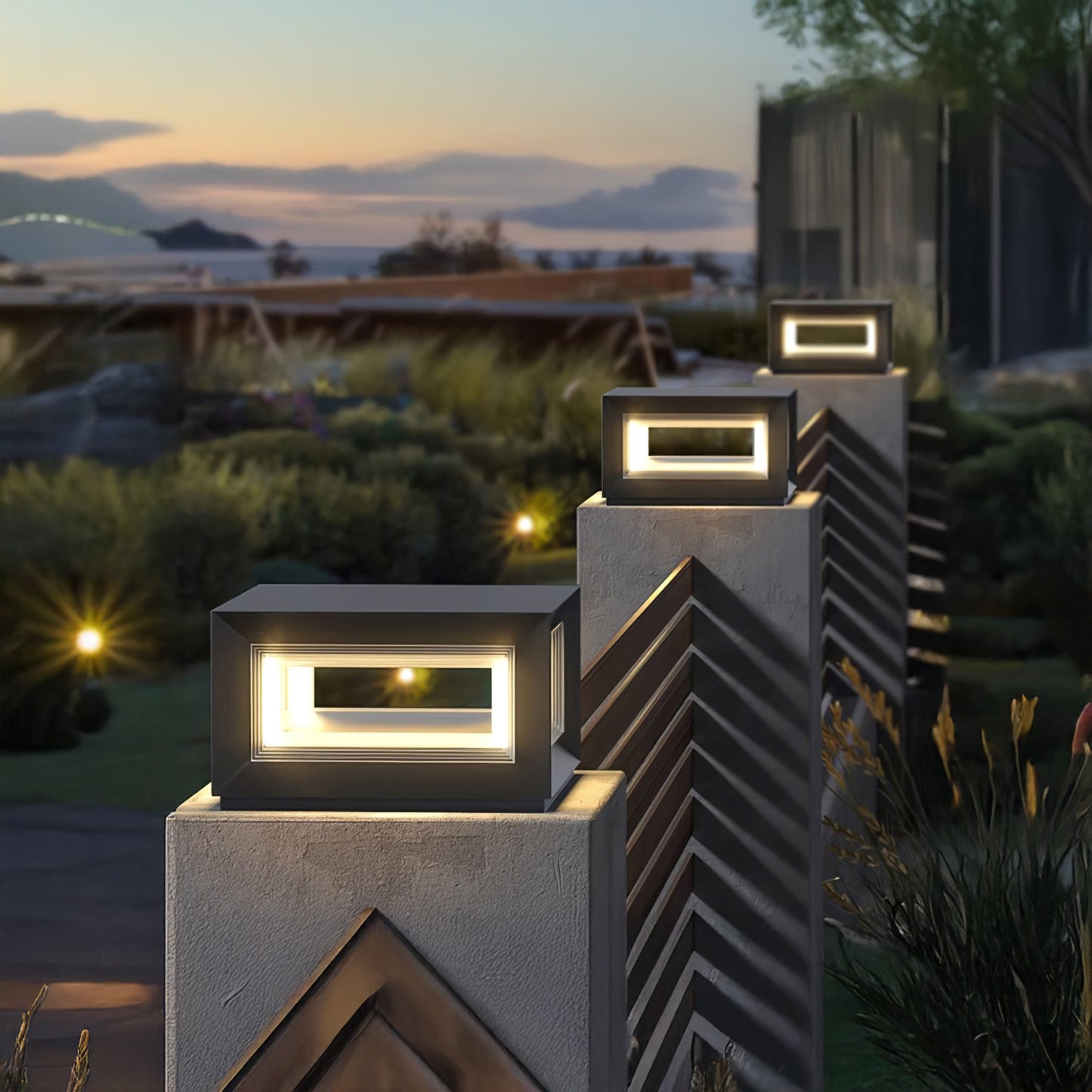 Light Cube Eclectic Metal Outdoor Post Light