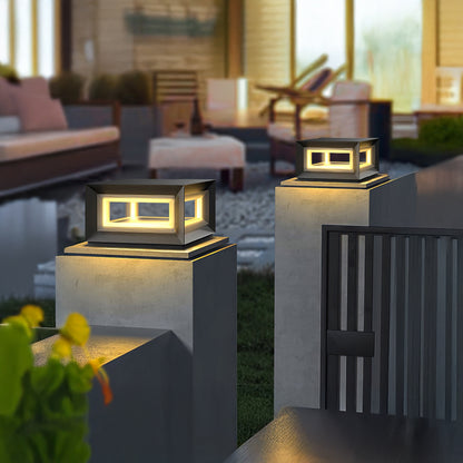 Light Cube Eclectic Metal Outdoor Post Light