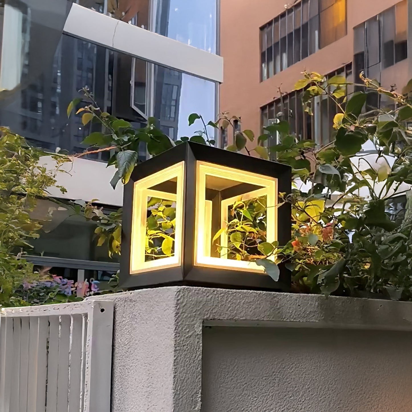 Light Cube Eclectic Metal Outdoor Post Light