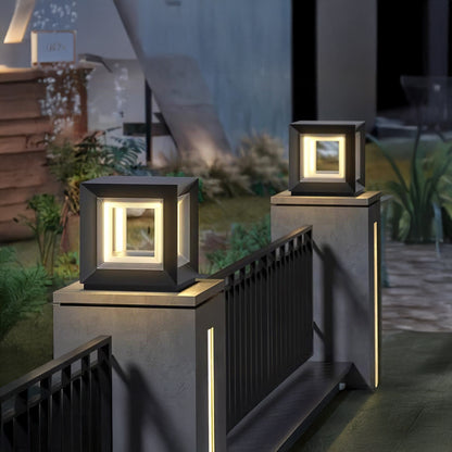 Light Cube Eclectic Metal Outdoor Post Light