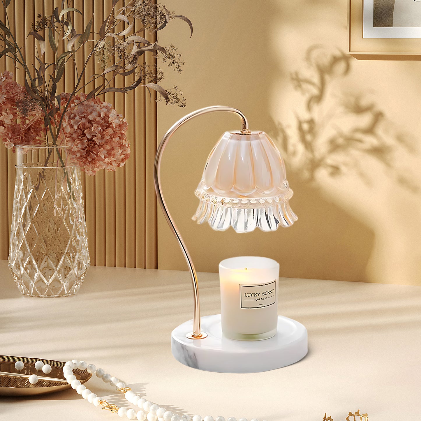 Lily Marble Warmer Traditional Crystal Table Lamp