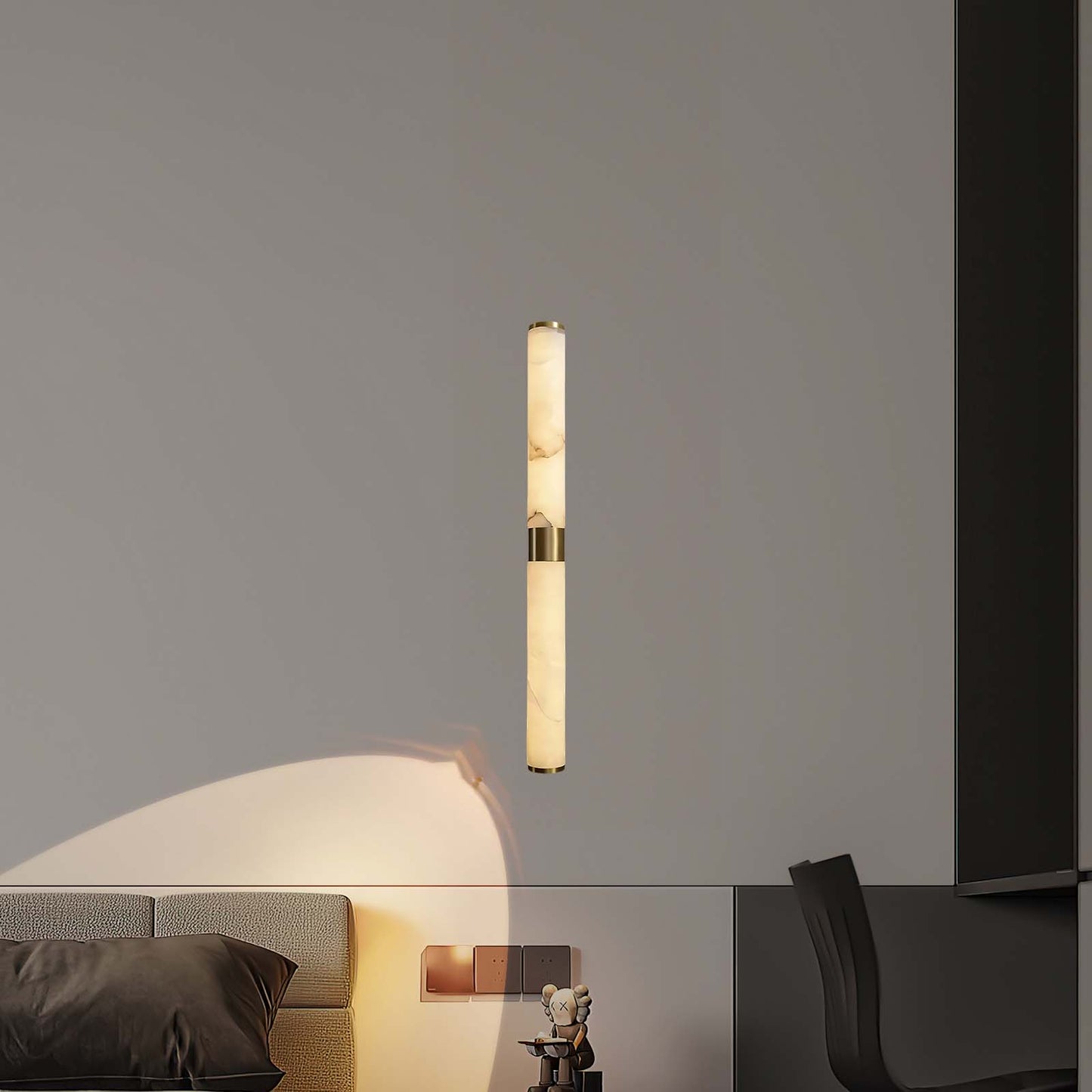 Line Alabaster Contemporary Brass Wall Light