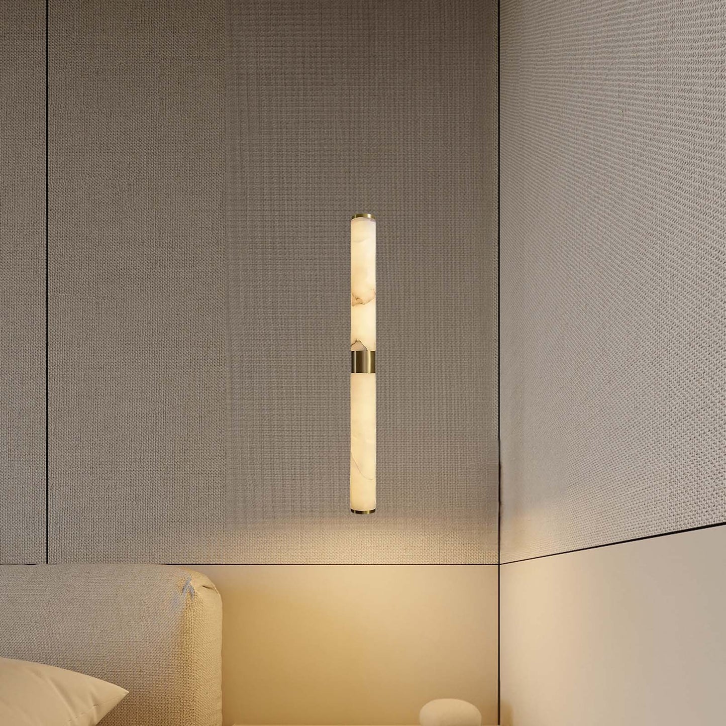 Line Alabaster Contemporary Brass Wall Light