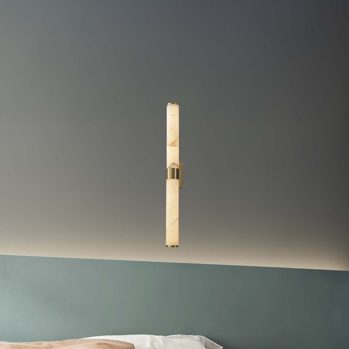 Line Alabaster Contemporary Brass Wall Light