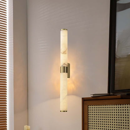 Line Alabaster Contemporary Brass Wall Light