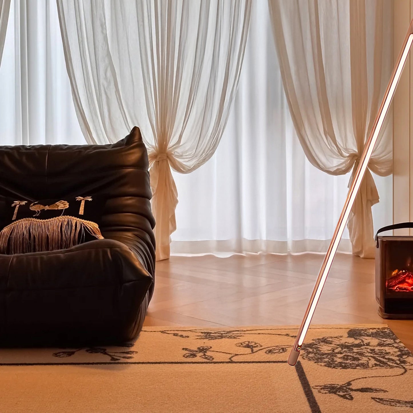 Line Assist Ambience Contemporary Wood Floor Lamp