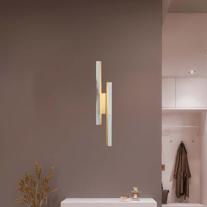 Linear LED Art Deco Brass Wall Lamp